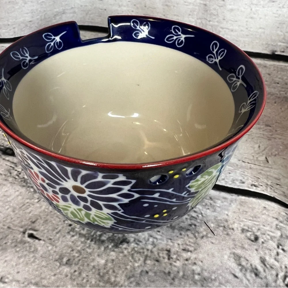 Urban Tokyo Nacomi Japanese Navy Blue Floral Ceramic Ramen Noodle Bowls Lot of 2